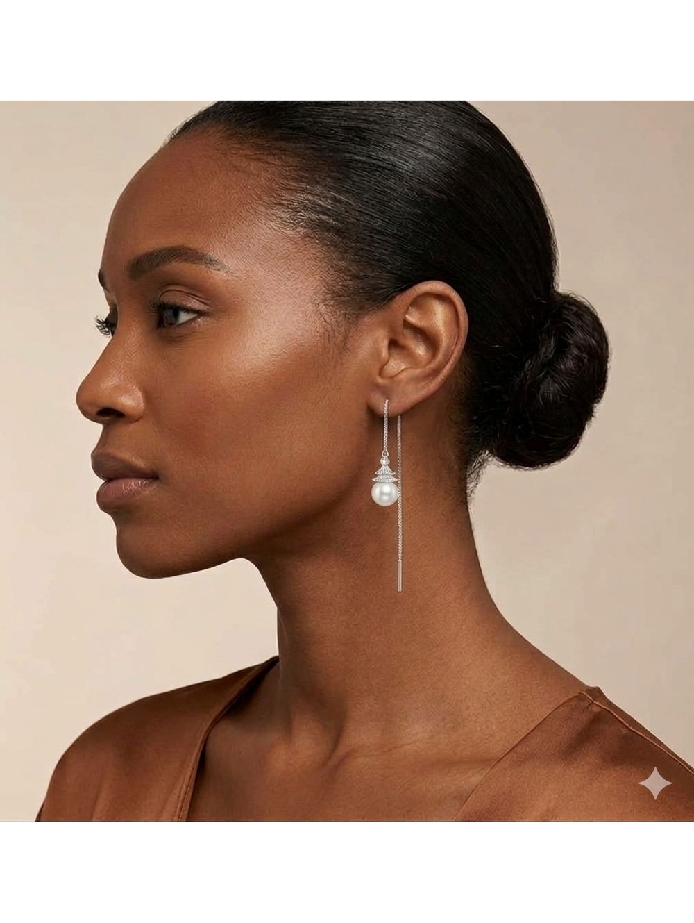 Sterling Silver Pearl 3.5” Earrings